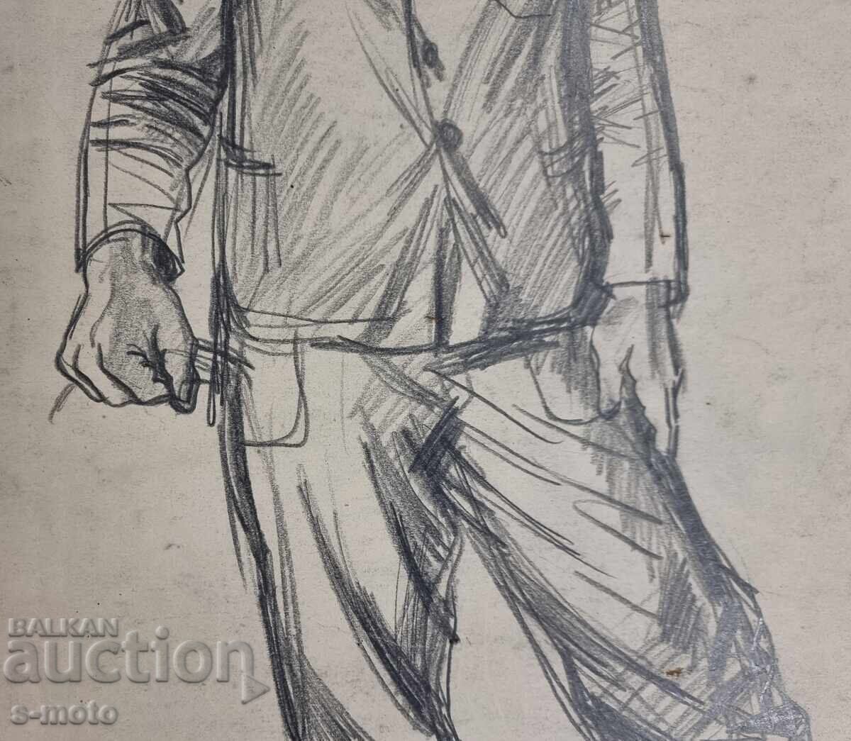 Στογιάν Ντόμουςτσιεφ / 1935 - 2021 / Πορτρέτο εργάτη με μολύβι - 6