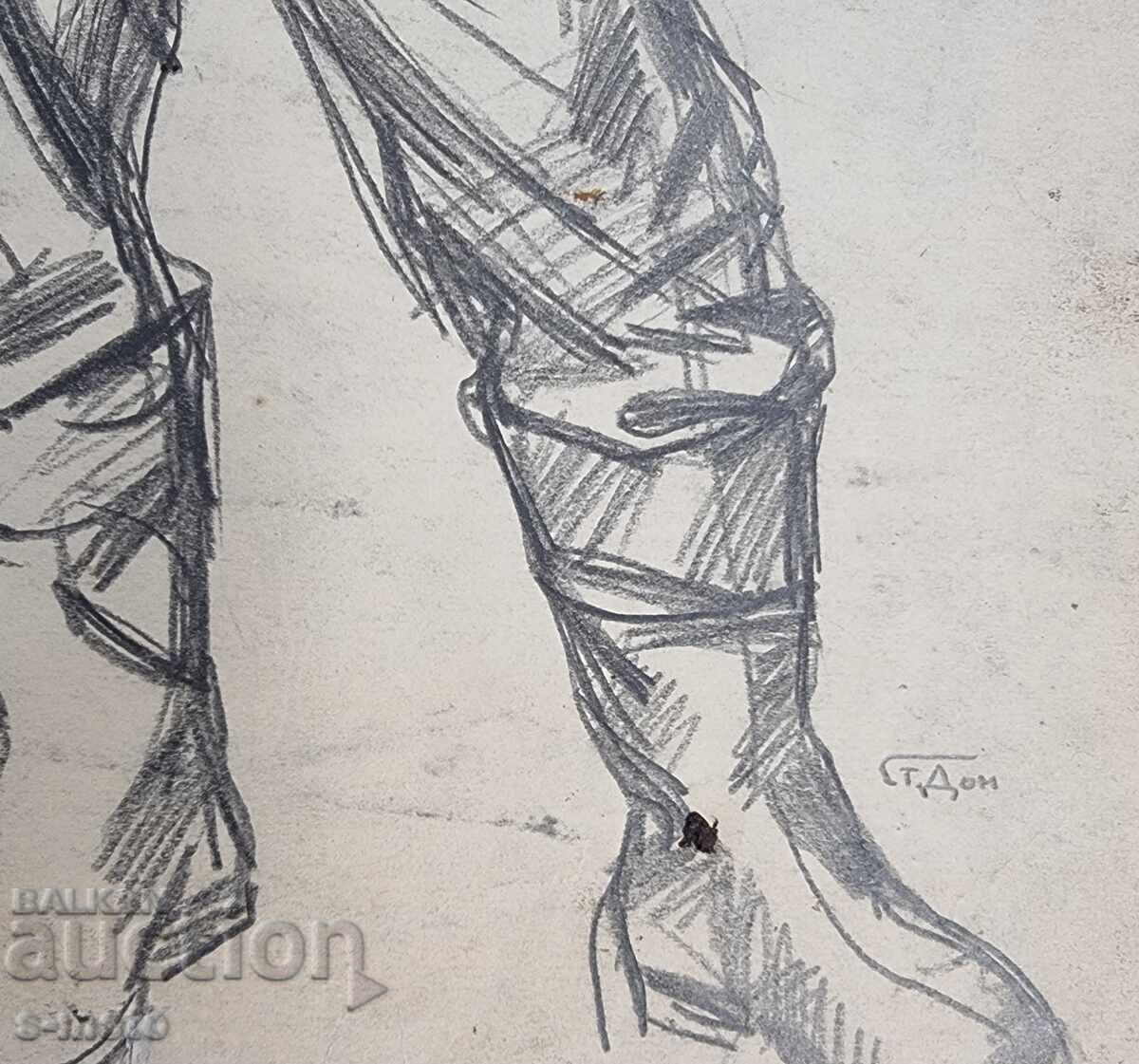 Στογιάν Ντόμουςτσιεφ / 1935 - 2021 / Πορτρέτο εργάτη με μολύβι - 7