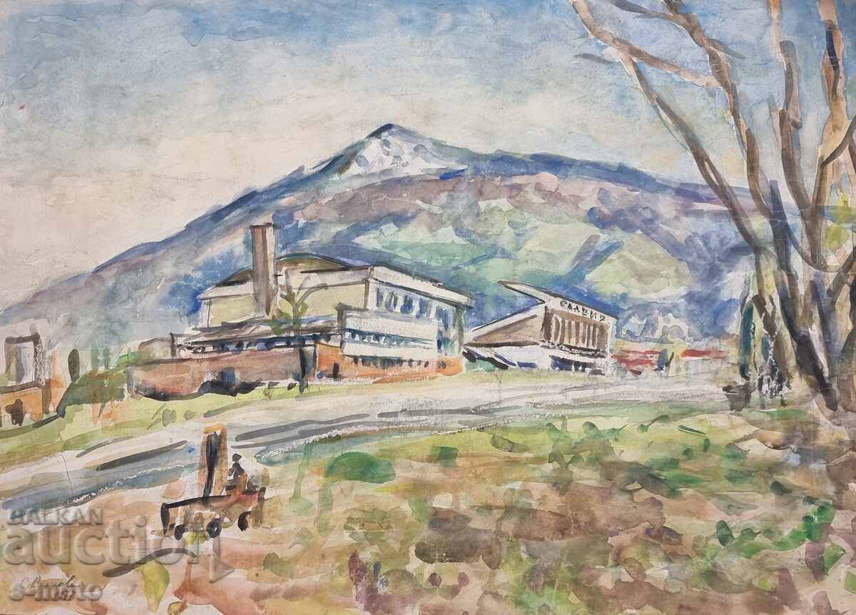 Pictură acuarelă de Stanka Vasileva, stadionul Slavia cu preț 400.00 BGN | € 204.52