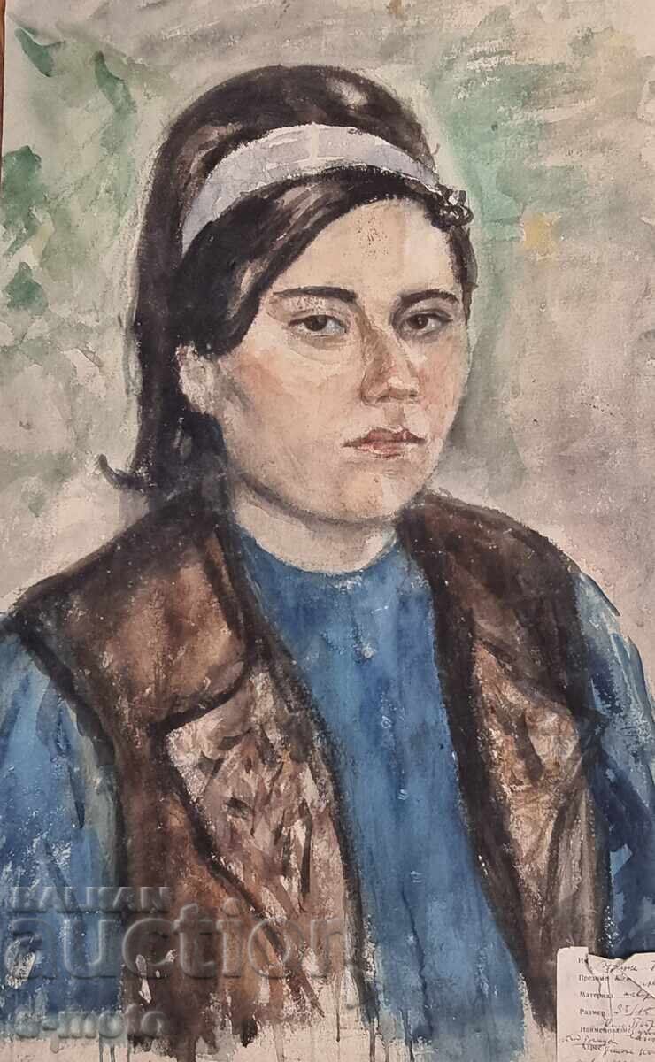 Licitație Pictură acvărel Stanka Vasileva Portret