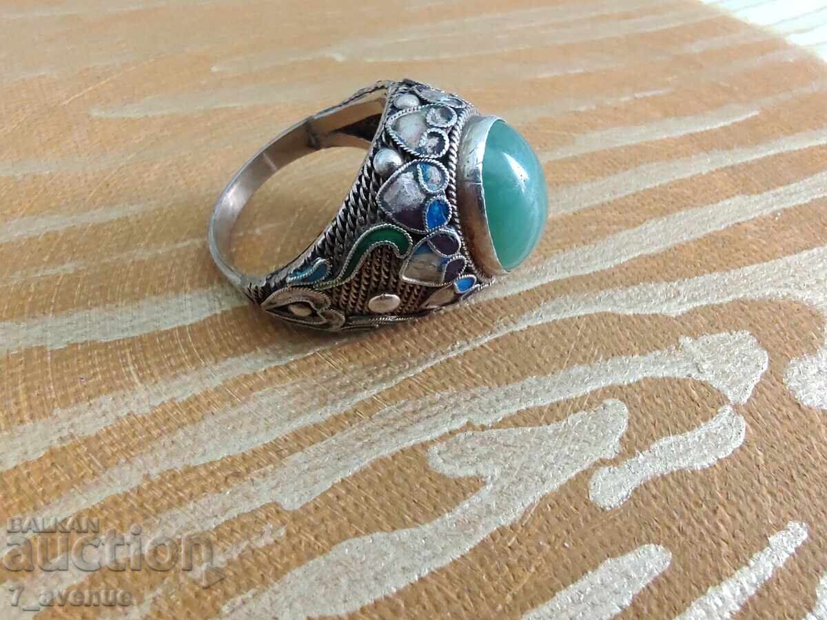 Сребърен пръстен с Нефрит емайл проба 925, 22.04.2025 - 5 Сребърен пръстен с Нефрит емайл проба 925, 22.04.2025 - 5