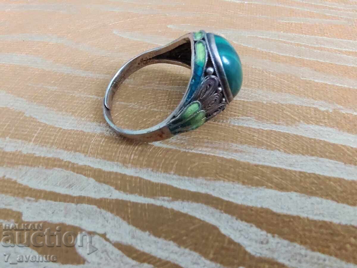Сребърен пръстен с Малахит емайл проба 925, 22.04.2025 - 5