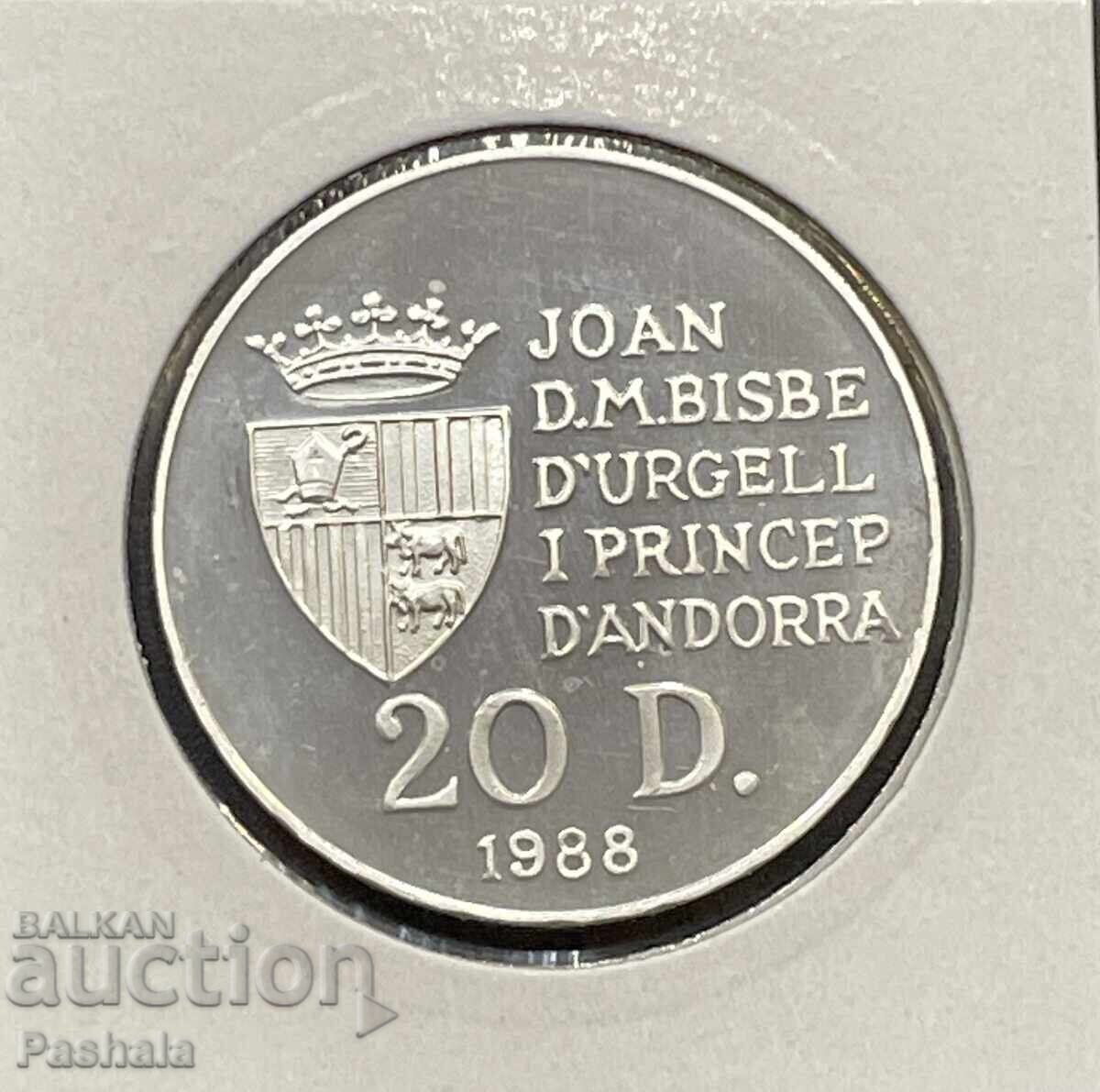 Андора 20 динера 1988 г. с цена 55.00 лв. | € 28.12