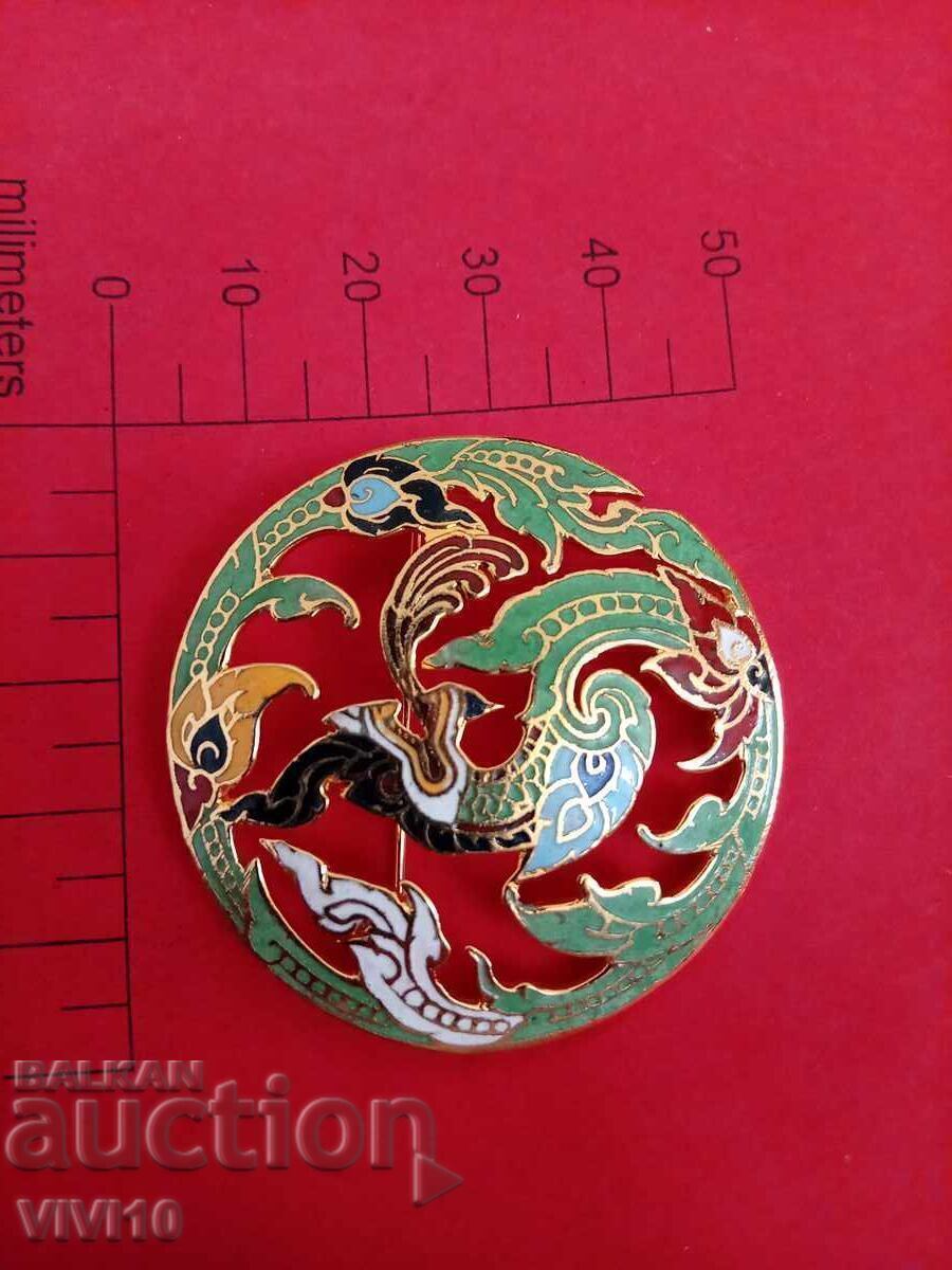Broșă veche email, cloisonné Broșă veche email, cloisonné