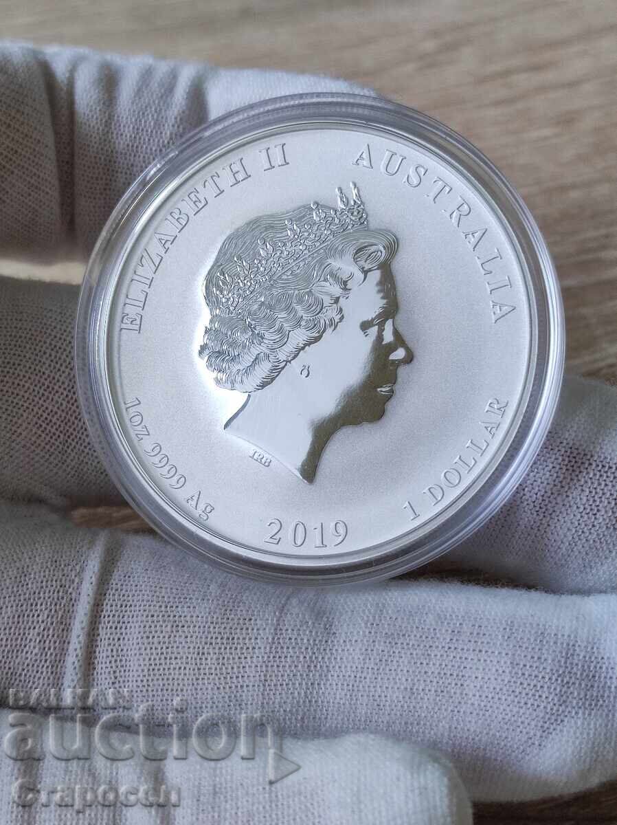 1 ουγγιά 2019 "Έτος του Χοίρου" (έγχρωμη) με τιμή 180.00 BGN | € 92.03