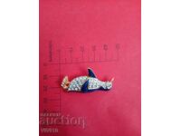 Antique enamel brooch, Gold plating, stones