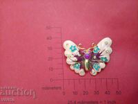 Antique brooch enamel Gilding, stones