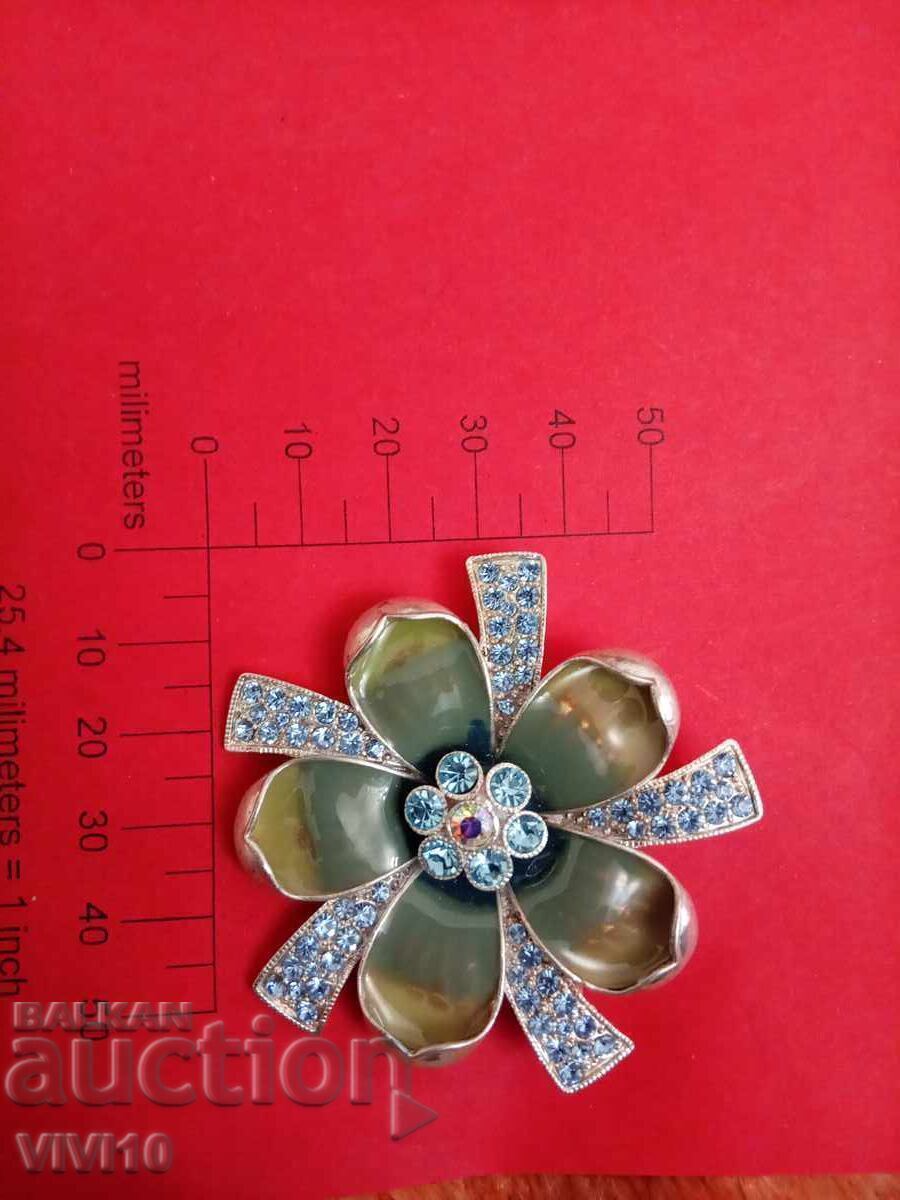 Antique enamel brooch, stones