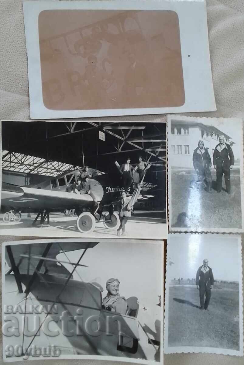 Βασίλειο της Βουλγαρίας παλιές φωτογραφίες με αεροπλάνα και πιλότους 5τμχ
