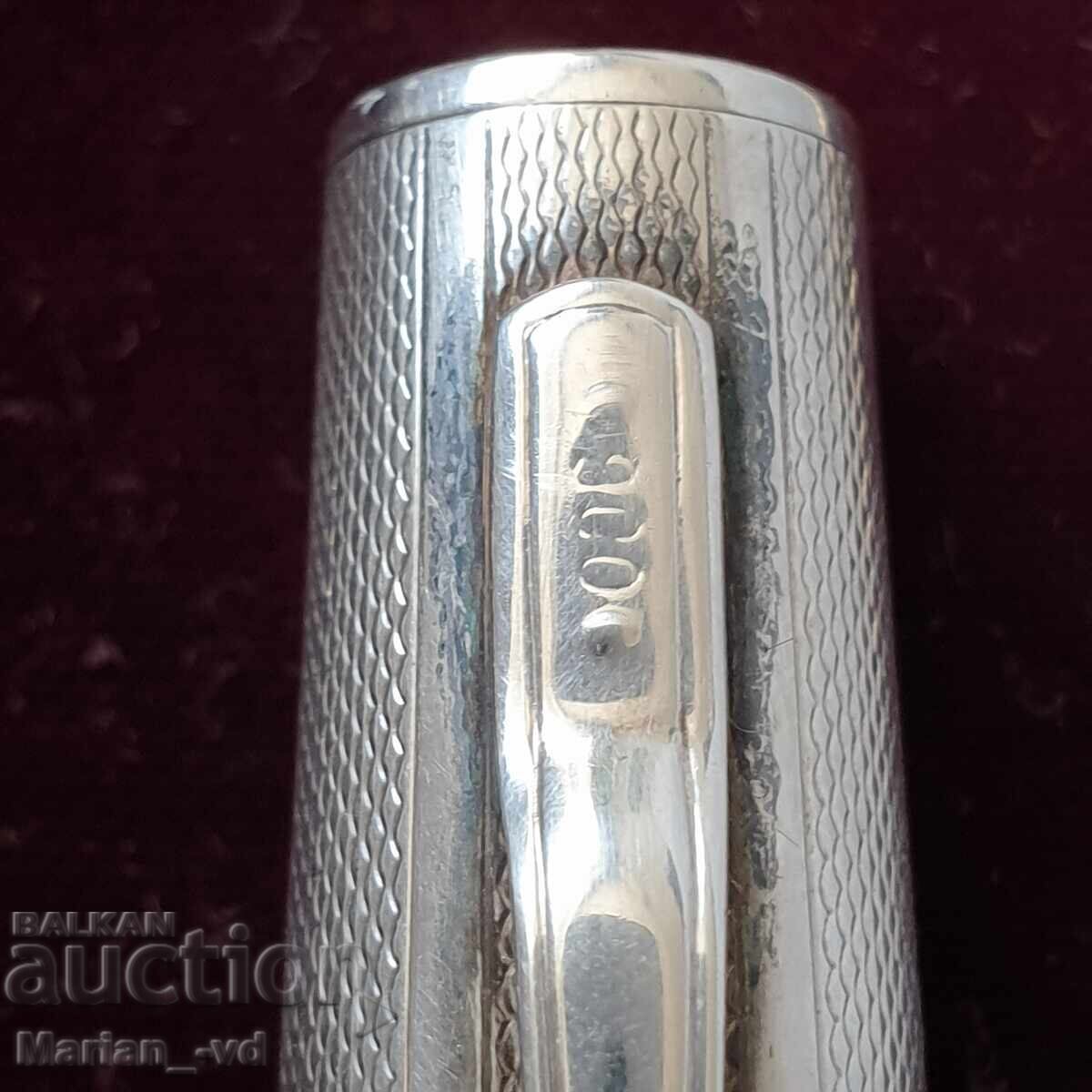 Δημοπρασία Ασημένια στυλό και πένα με χρυσή μύτη 14κ Warranted Δημοπρασία Ασημένια στυλό και πένα με χρυσή μύτη 14κ Warranted