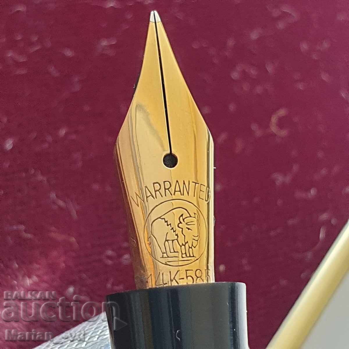 Παράδοση Ασημένια στυλό και πένα με χρυσή μύτη 14κ Warranted Παράδοση Ασημένια στυλό και πένα με χρυσή μύτη 14κ Warranted