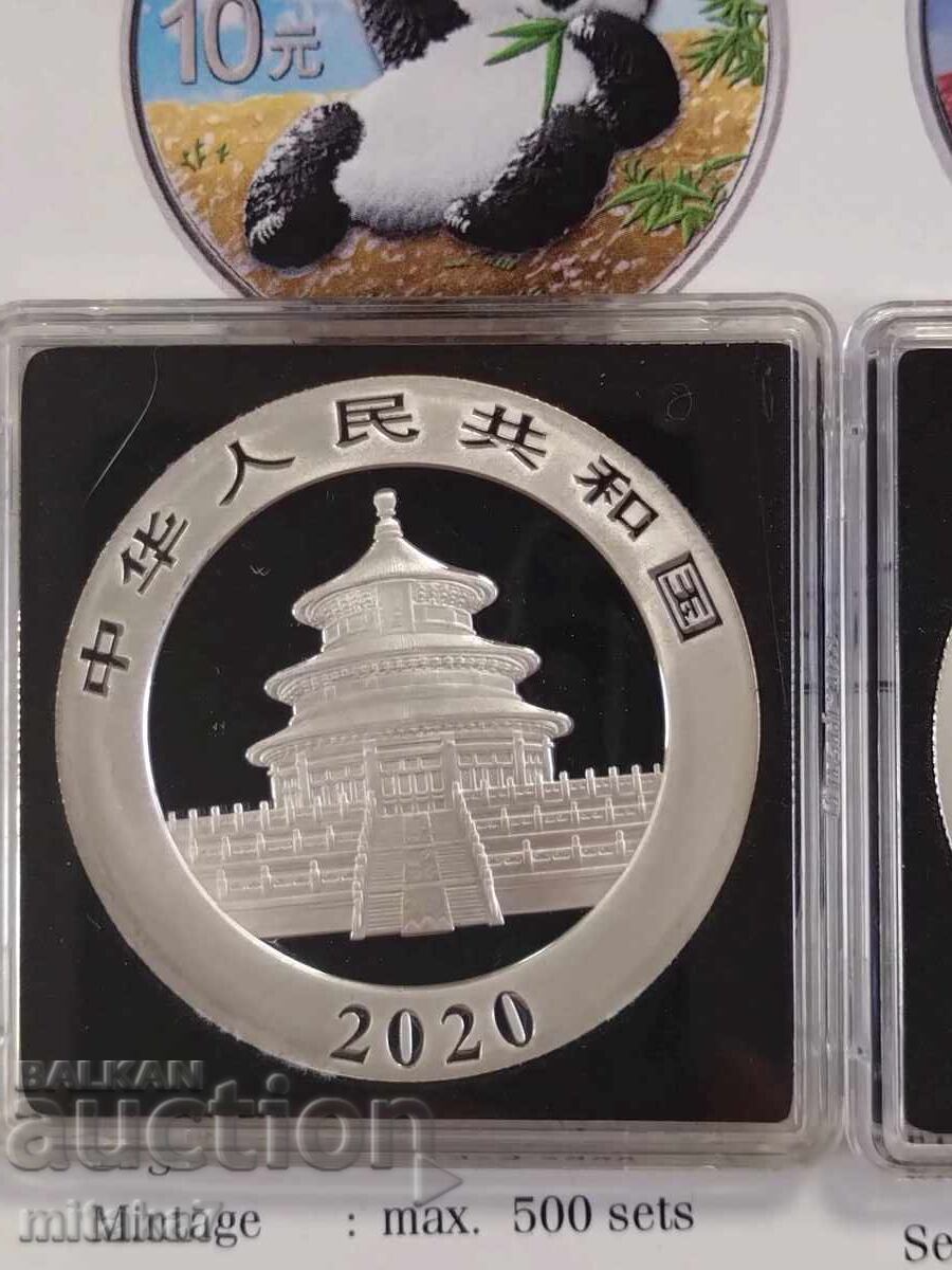 Auction Set of 2 Silver Coins "Chinese Panda", 2020 Auction Set of 2 Silver Coins "Chinese Panda", 2020