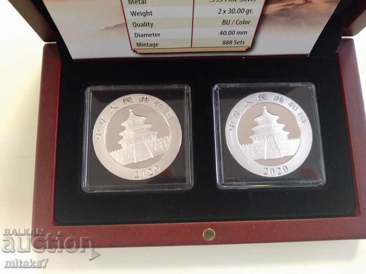 Delivery of Set of 2 Silver Coins "Chinese Panda", 2020 Delivery of Set of 2 Silver Coins "Chinese Panda", 2020
