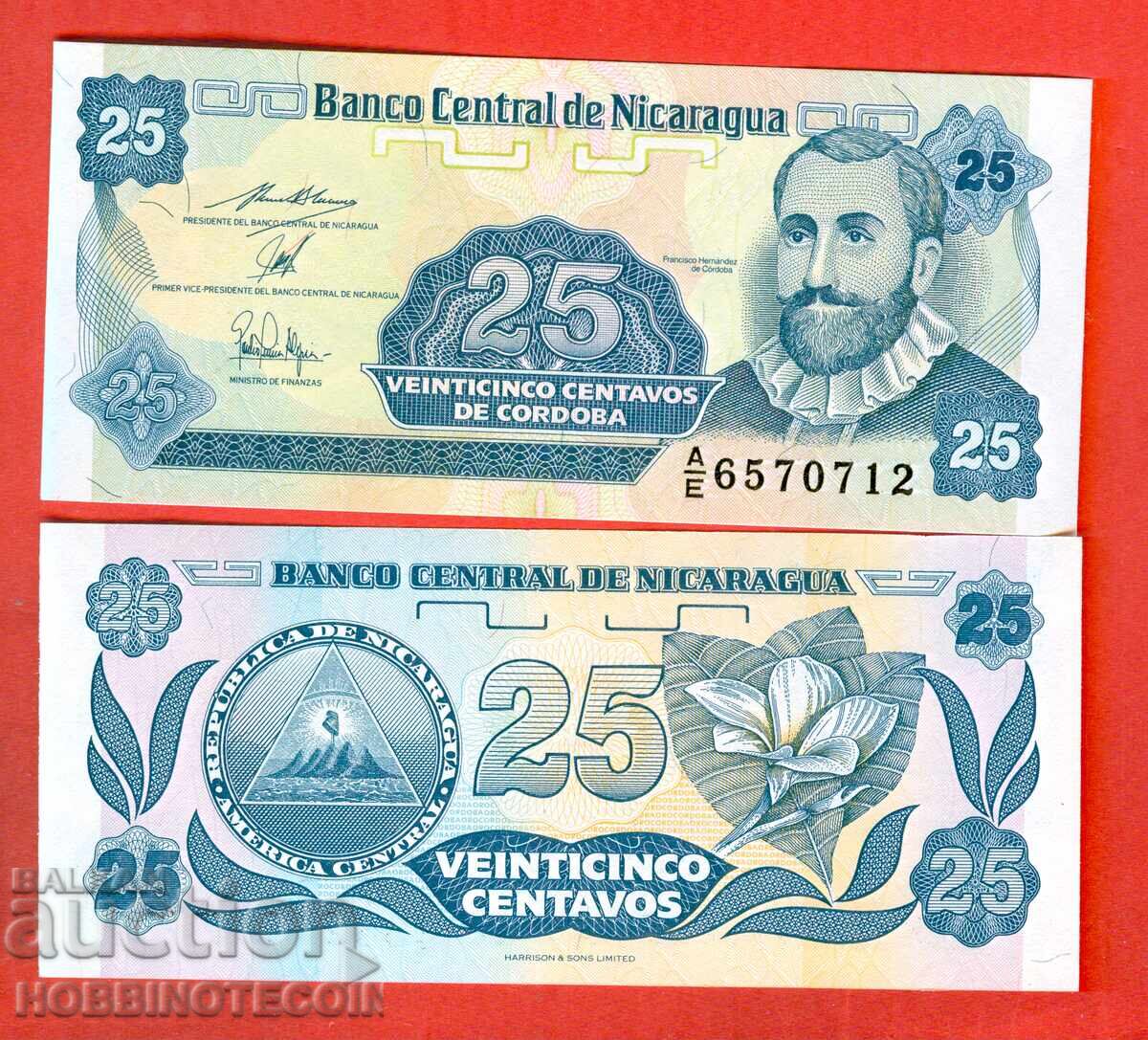 NICARAGUA NICARAGUA 25 Centavos emisiune 1991 NOUĂ UNC