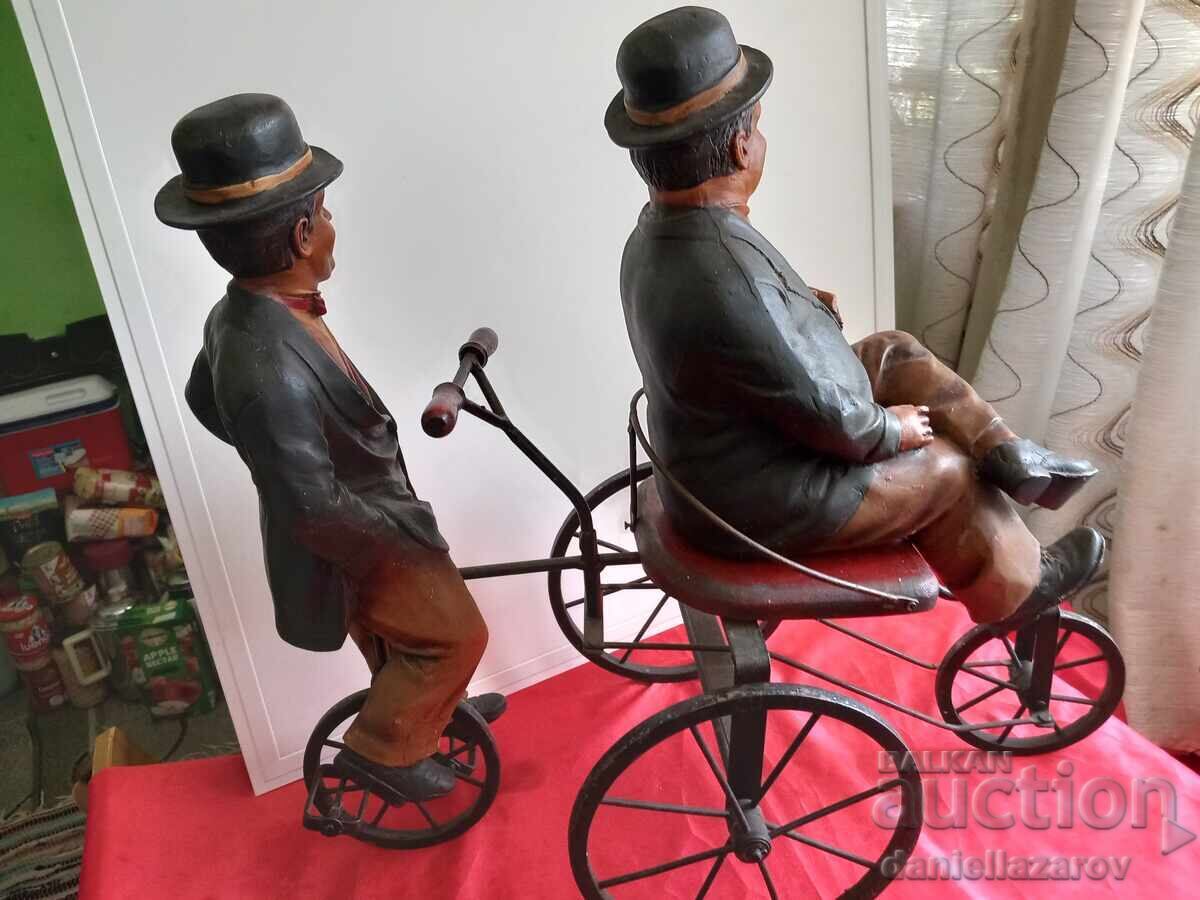 Livrarea Laurel și Hardy pe Bicicletă. Figurină Mare, Statuie, Figurine Livrarea Laurel și Hardy pe Bicicletă. Figurină Mare, Statuie, Figurine