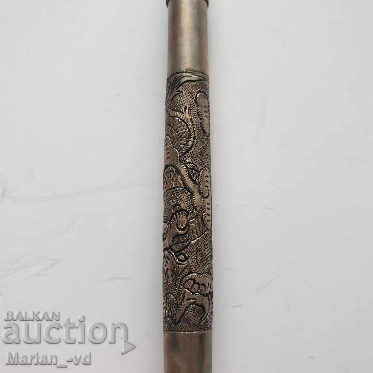 Стар сребърен цилиндър за съхраняване на писмо/лист с цена 60.00 лв. | € 30.68