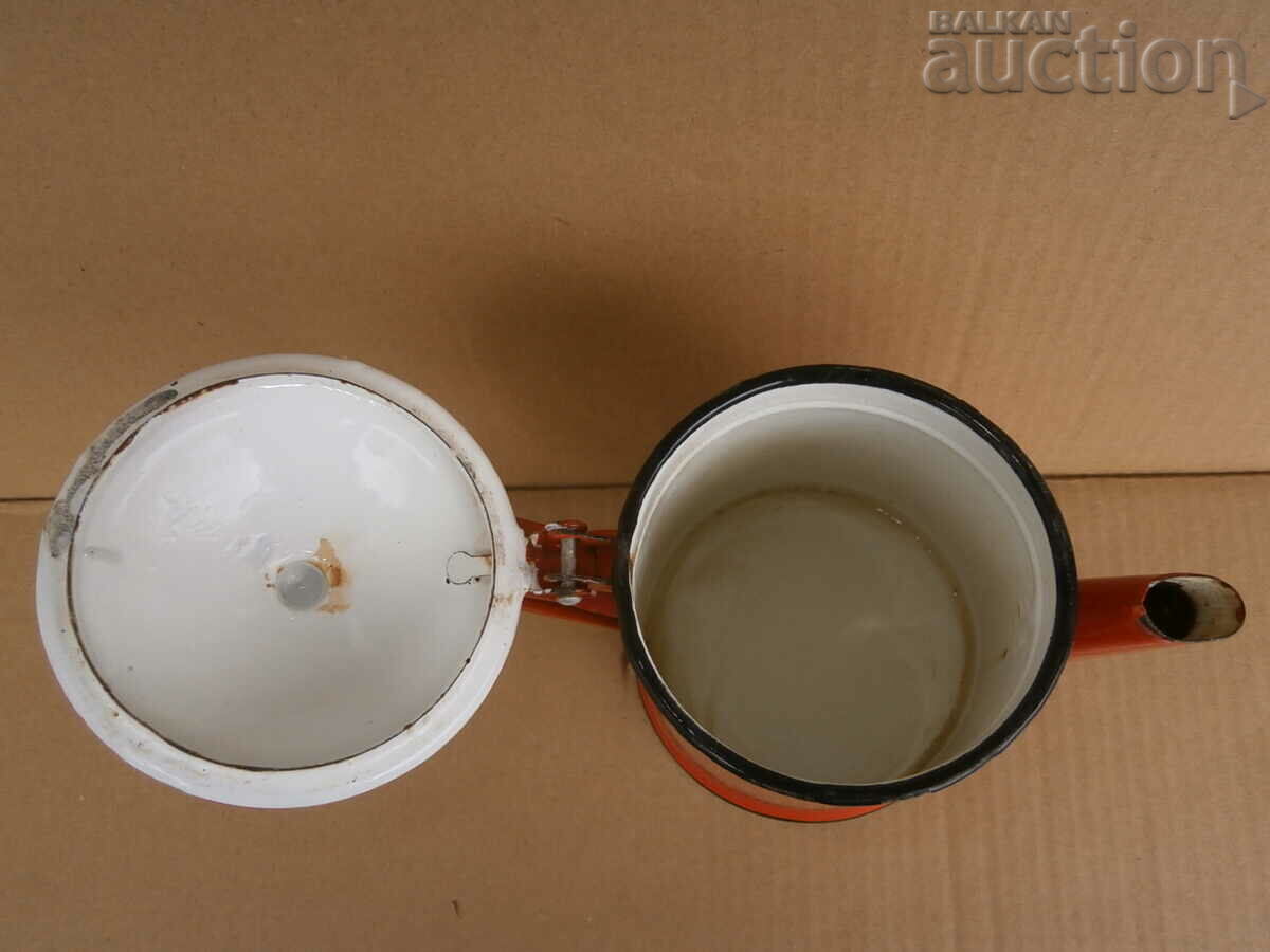 vintage ρετρό αντίκα σμάλτο καφετιέρας της δεκαετίας του 1940 - 5