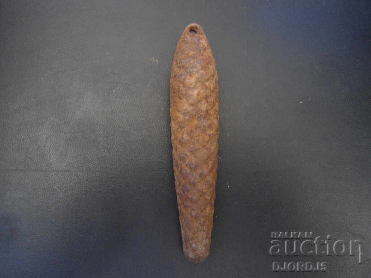 Greutate de ceas de perete vechi, pion de pin