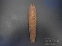 Greutate de ceas de perete vechi, pion de pin