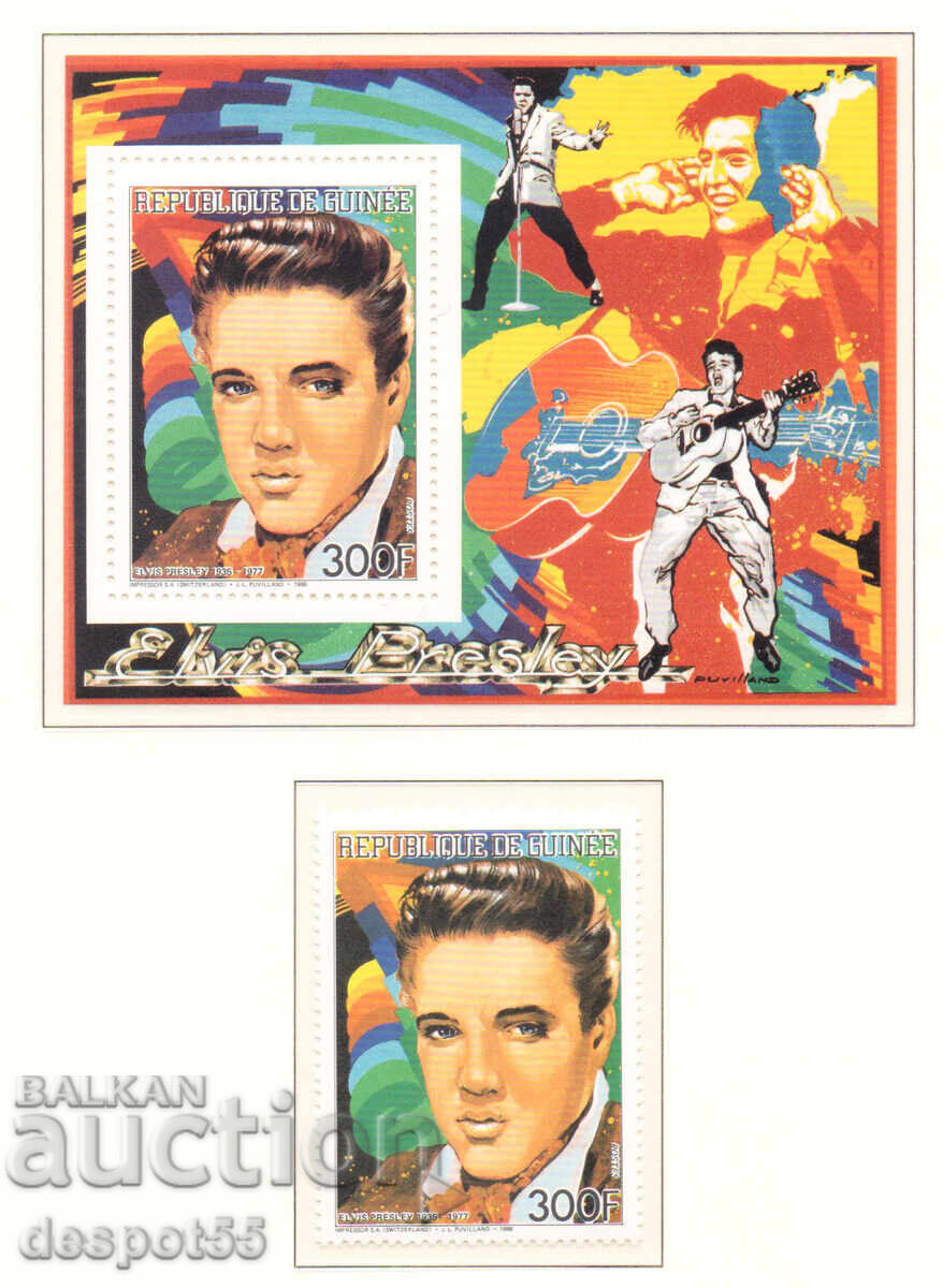 1986. Γουινέα. Παγκόσμια αστέρια - Έλβις Πρίσλεϊ + Μπλοκ