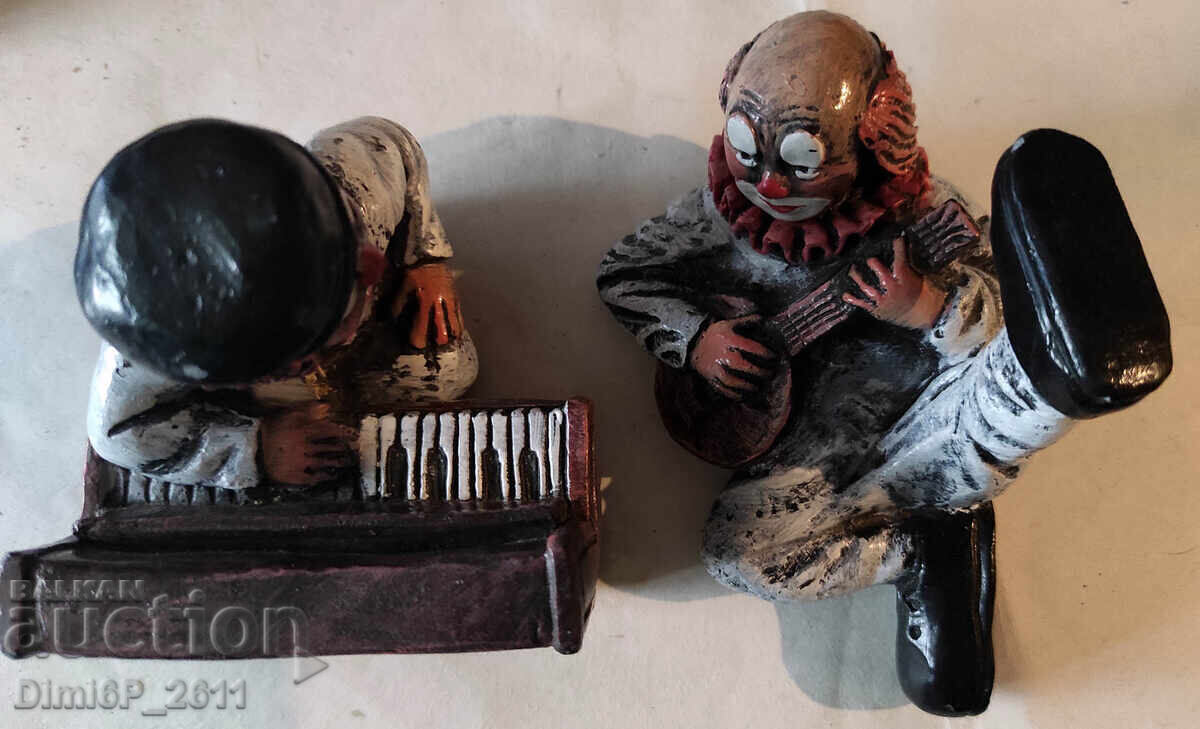 Set of 2 ceramic figurines - musician clowns
