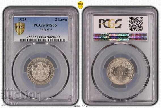 2 Leva 1925 MS 66 PCGS Kingdom of Bulgaria See Description 2 Leva 1925 MS 66 PCGS Kingdom of Bulgaria See Description