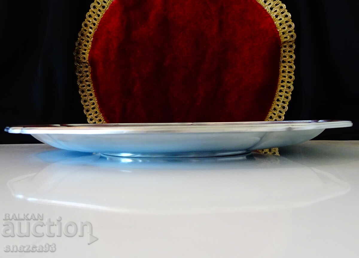 Platou de cositor 32 cm, panou, nuntă de cositor - 6