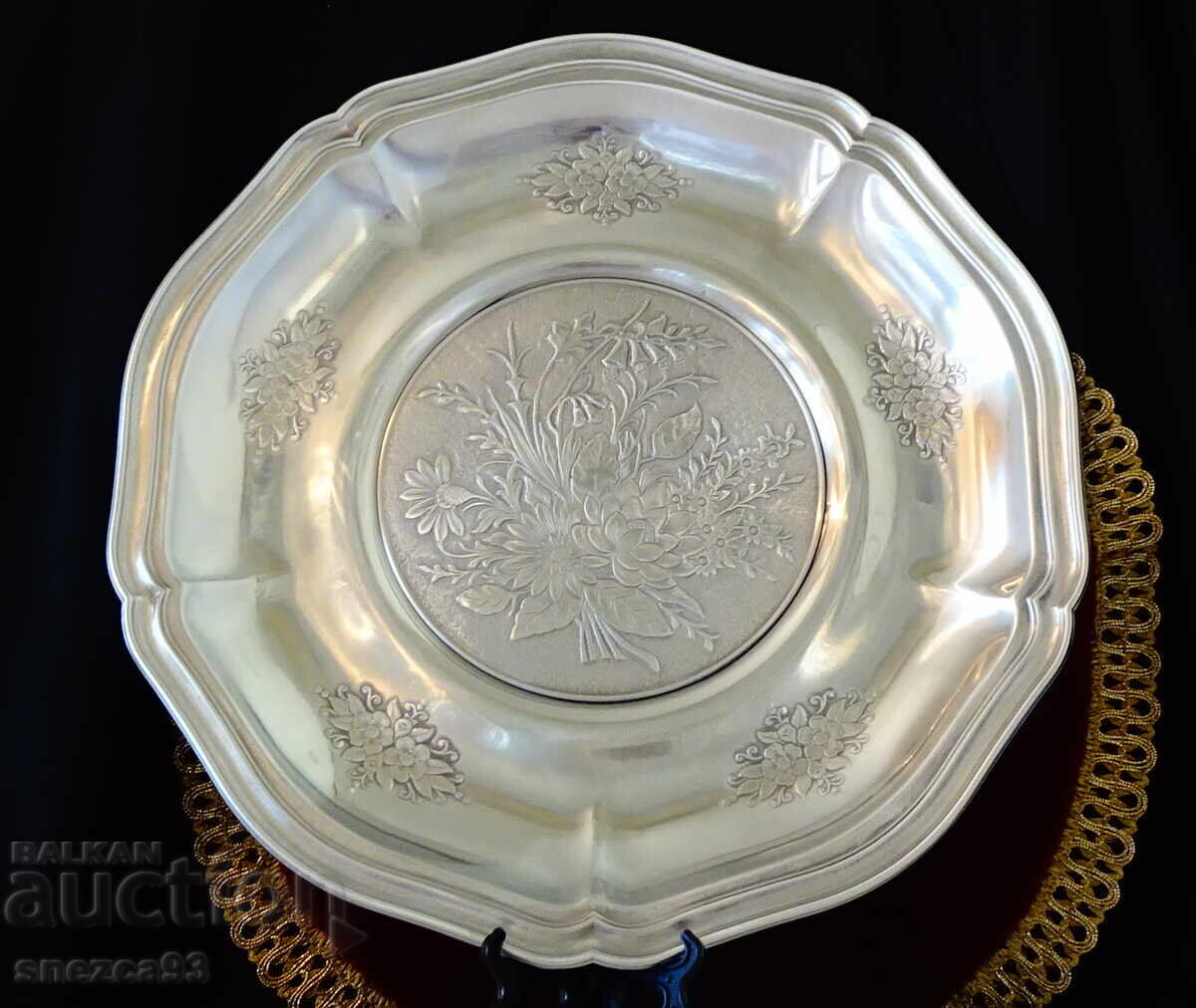 Platou de cositor 32 cm, panou, nuntă de cositor - 7