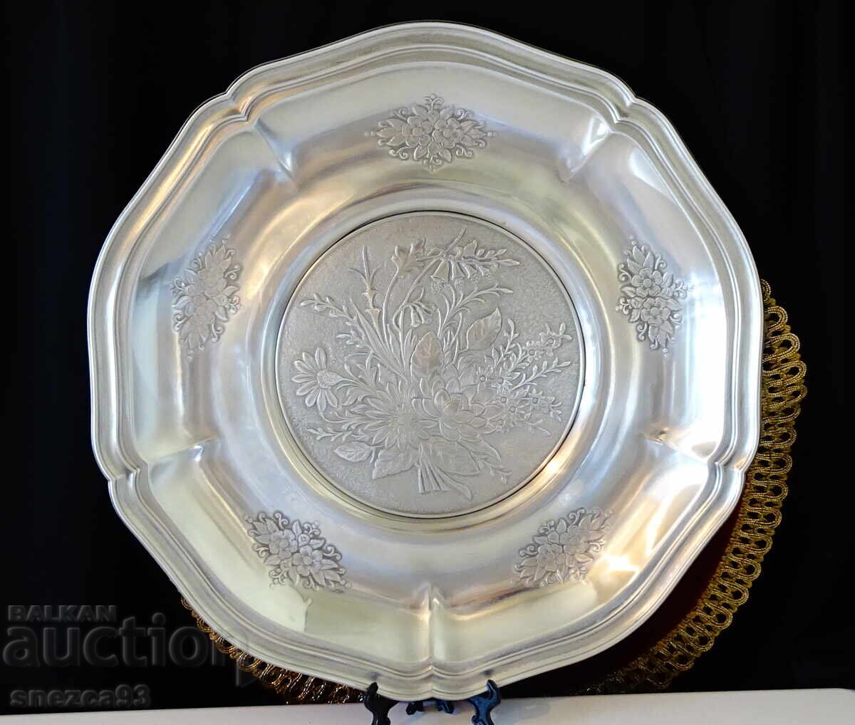 Platou de cositor 32 cm, panou, nuntă de cositor