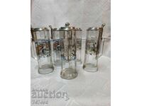 Halbe nemțești vechi din sticlă masivă, 5 bucăți, cu animale