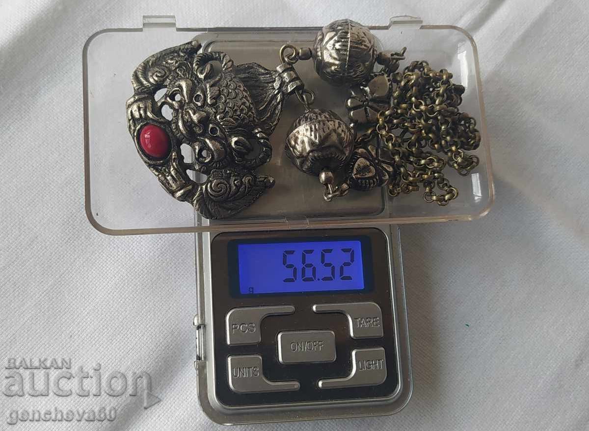 Винтидж Непалско колие с медальон Dragon - 7