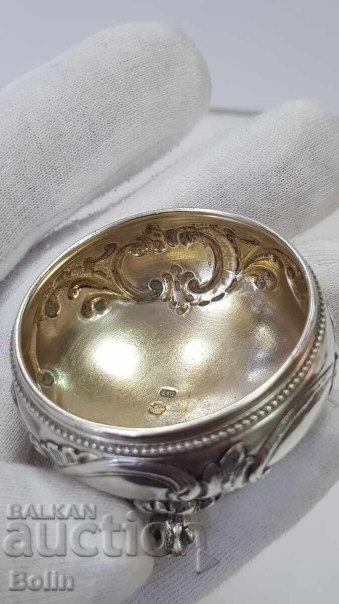 Изящна сребърна солничка, хайверник NEO ROCOCO 19 в. - 5 Изящна сребърна солничка, хайверник NEO ROCOCO 19 в. - 5
