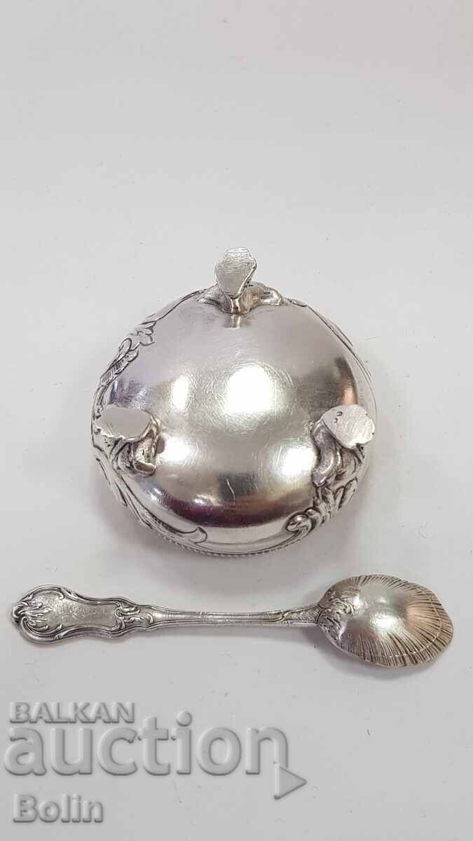 Изящна сребърна солничка, хайверник NEO ROCOCO 19 в. - 7 Изящна сребърна солничка, хайверник NEO ROCOCO 19 в. - 7