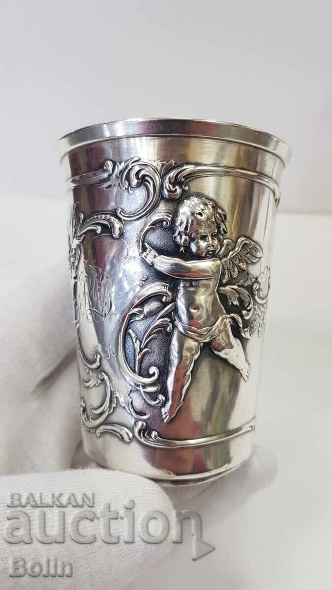 Rare collectible silver cup with angel, cherub 19th century with price 770.00 BGN | € 393.69