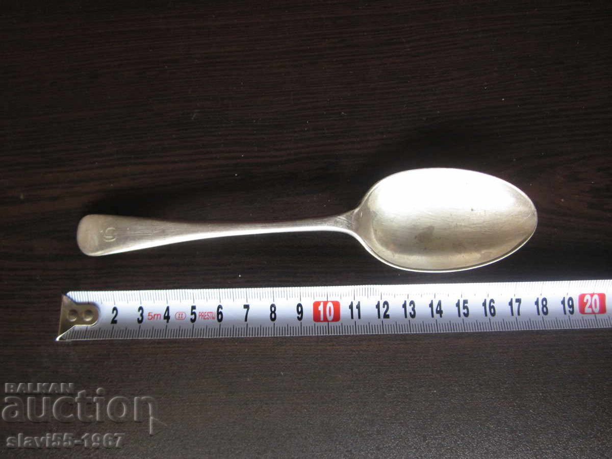Auction  OLD SILVER-PLATED SPOON WITH MARKINGS AND MONOGRAM BZC!!!