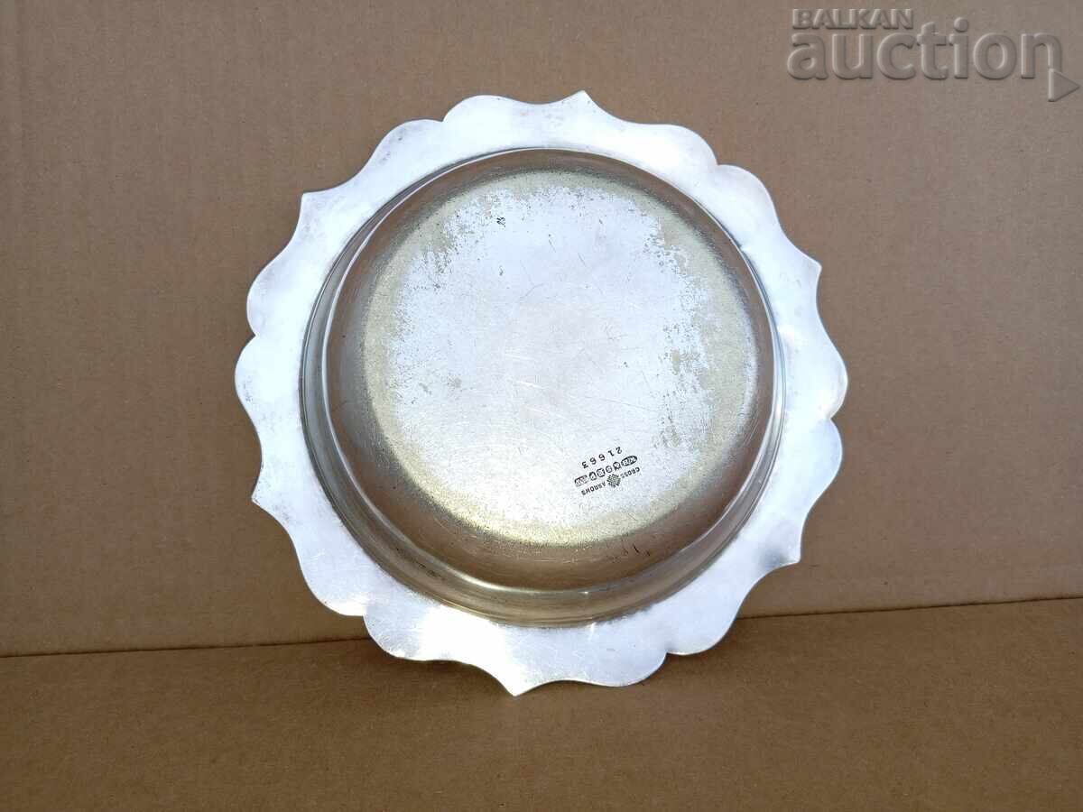 Ασημένιο πιάτο αντίκα, βρετανική αποικιακή σαχάνι - 6