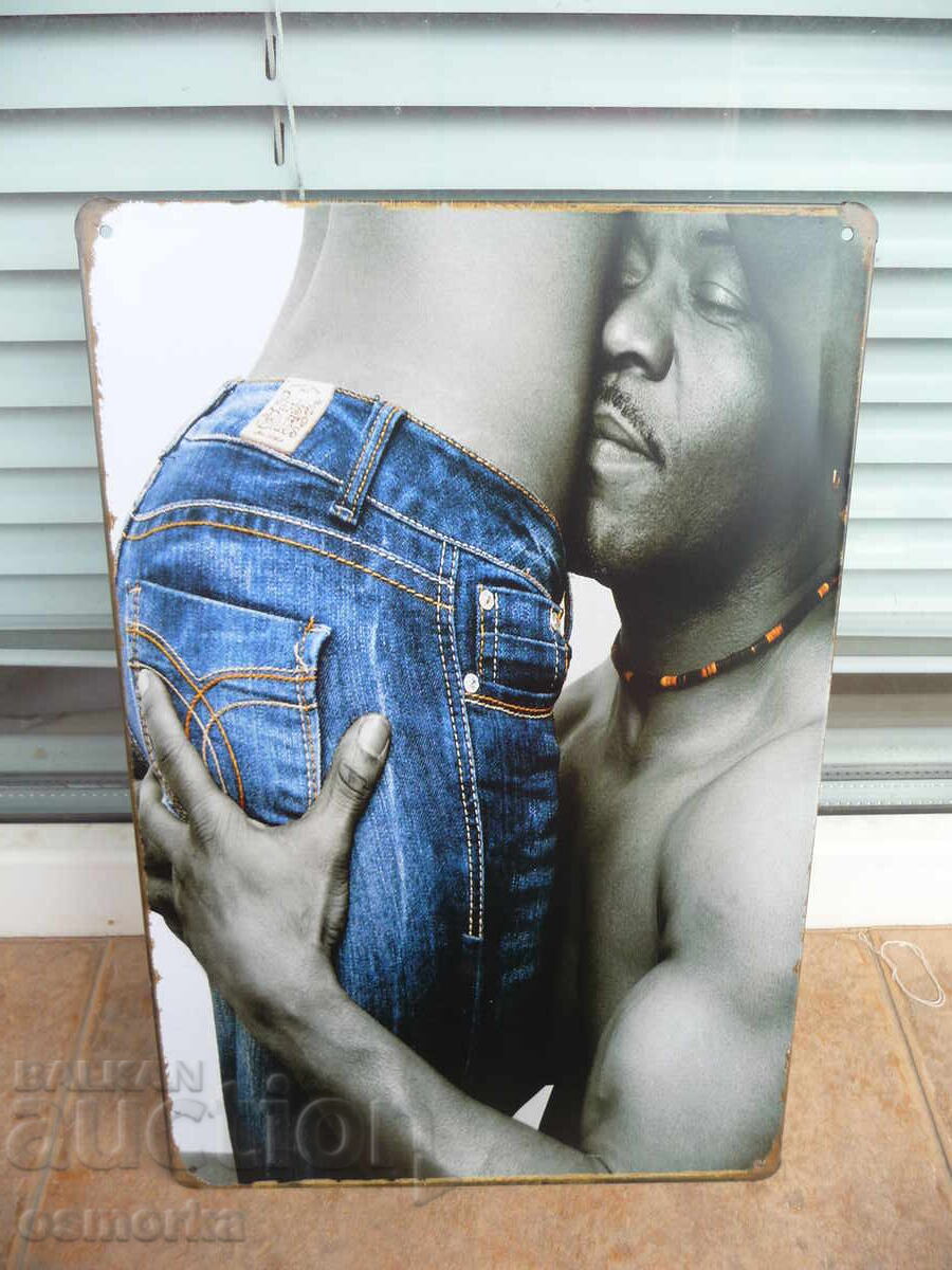 Metal sign fashion jeans erotica necklace love naked body