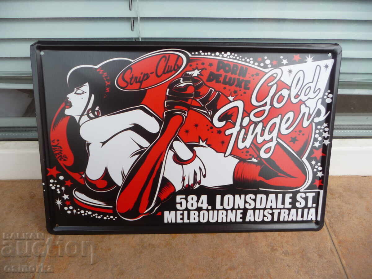 Μεταλλική πινακίδα ερωτικό στριπτίζ μπαρ χορός χρυσό δάχτυλο Gold