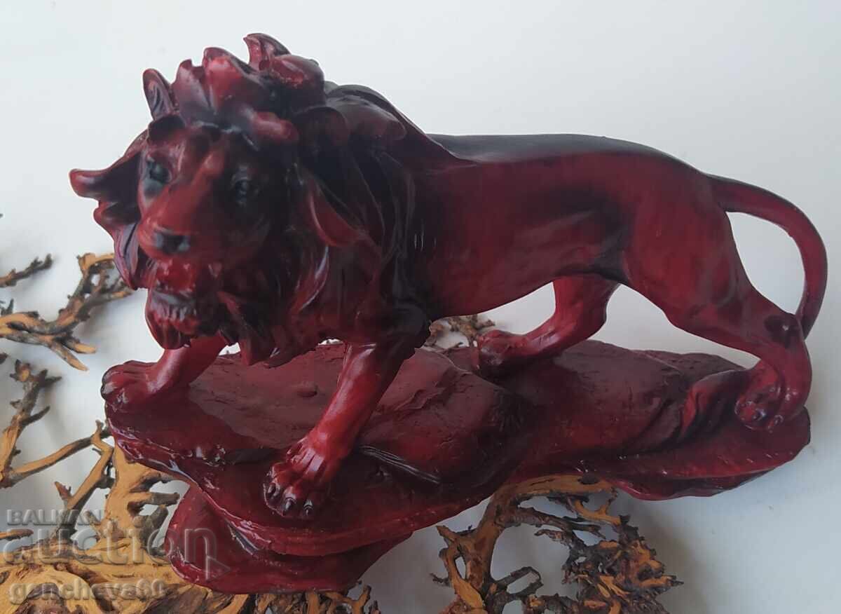 Голяма декоративна фигура на лъв от алабастър - 7