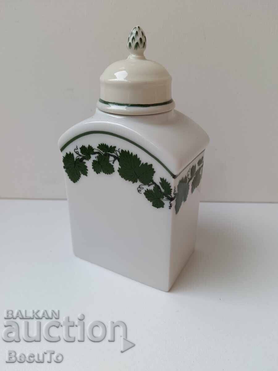 Meissen porcelain jar/box for tea and spices, marked