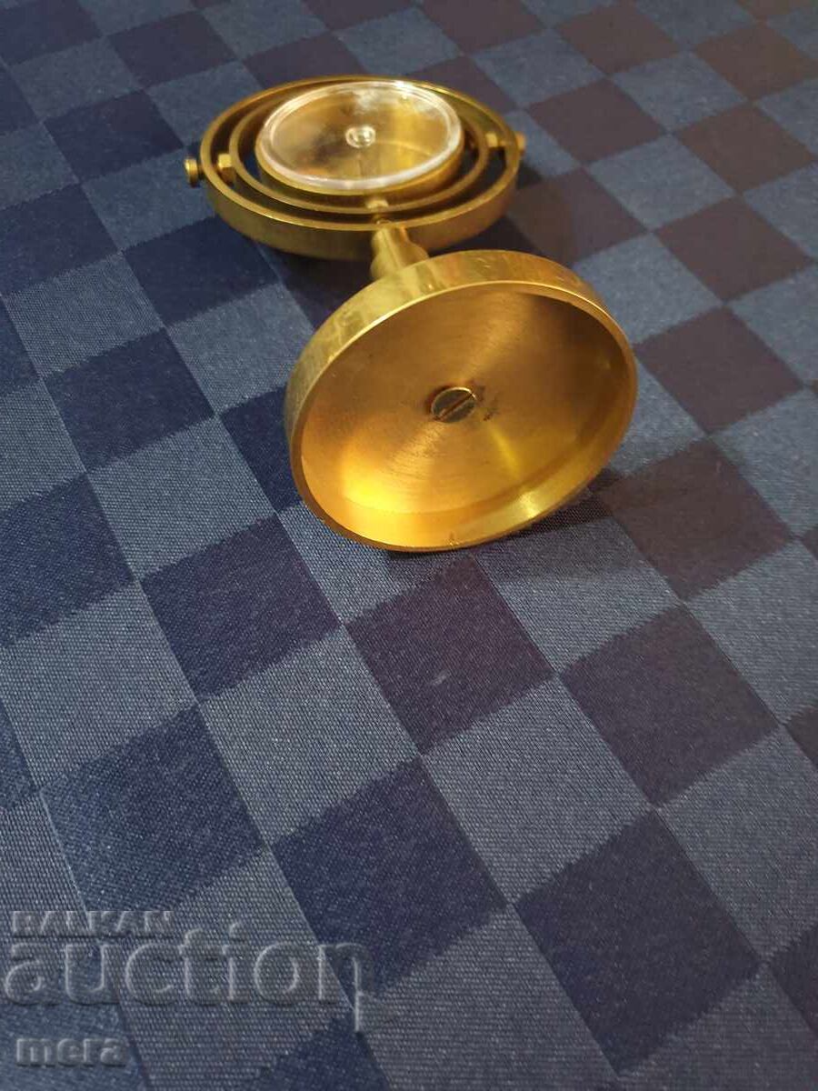 Small Ship's Bronze Gyrocompass - Souvenir - 5