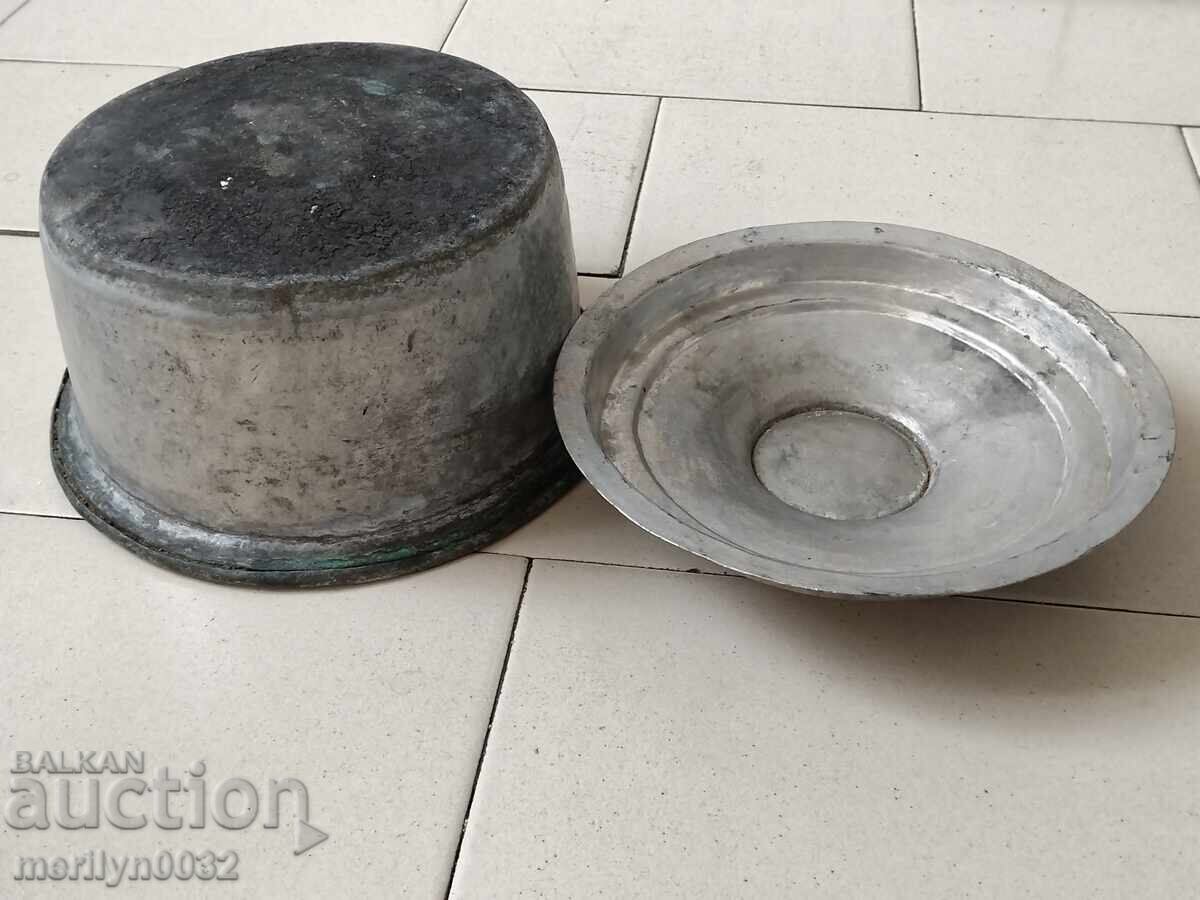 Παλιό τσίγκινο δοχείο, χάλκινο δοχείο με καπάκι - 7