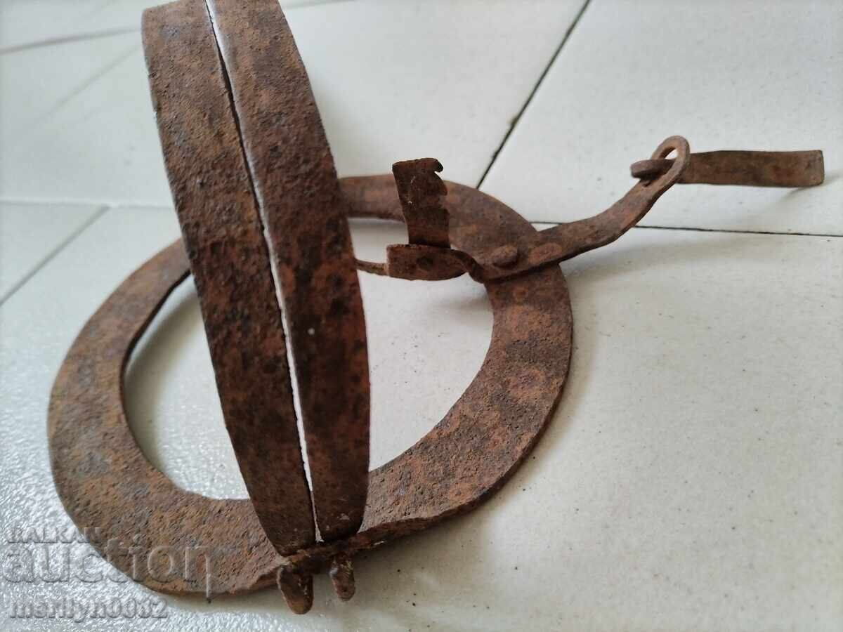 Delivery of Old hand forged trap, wrought iron primitive