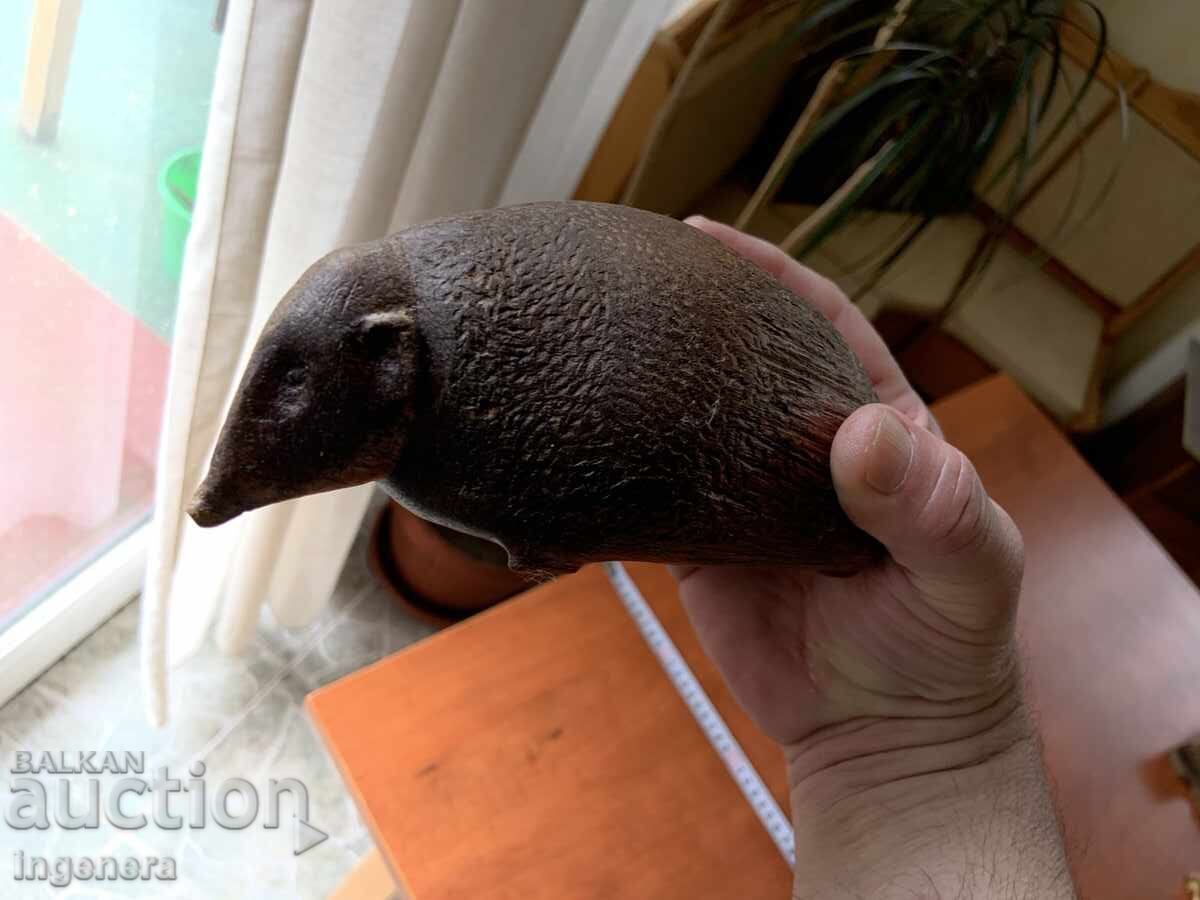 UNIQUE WOODEN FIGURE SCULPTURE HEDGEHOG MOLE