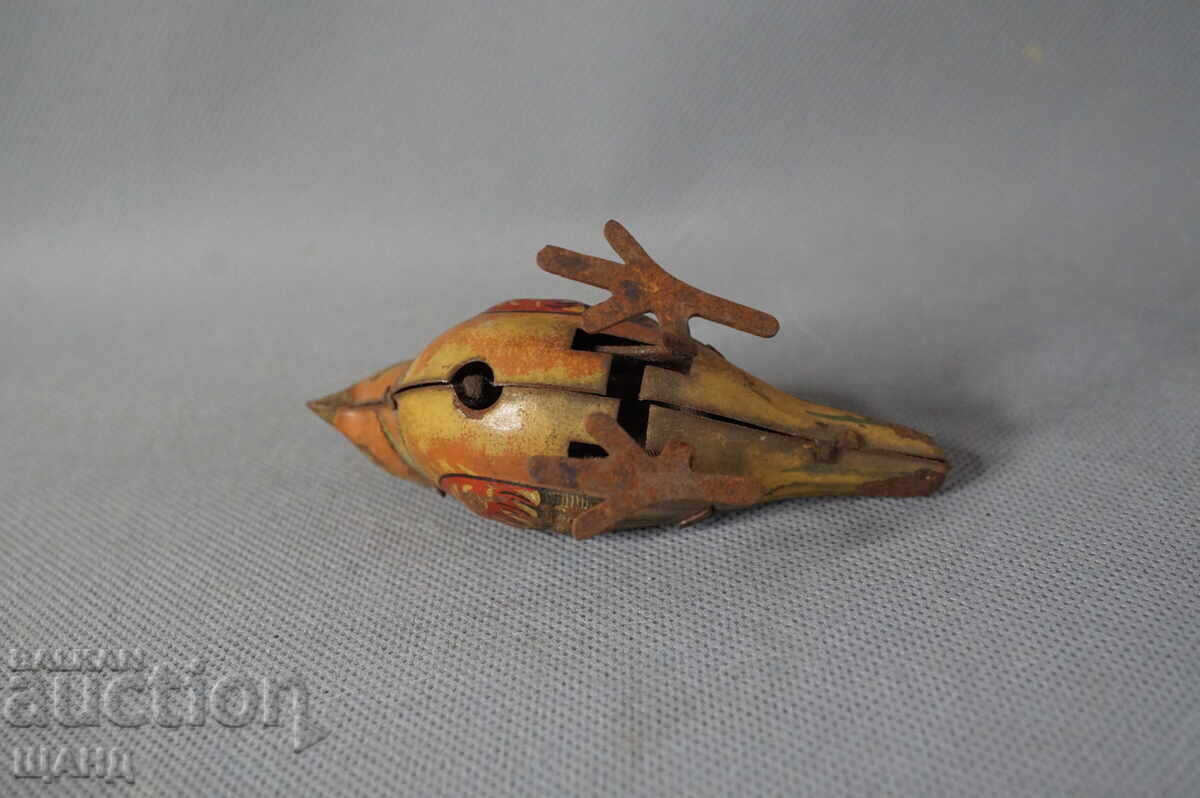 Old German Metal Mechanical Toy Figure Chicken Bird - 5