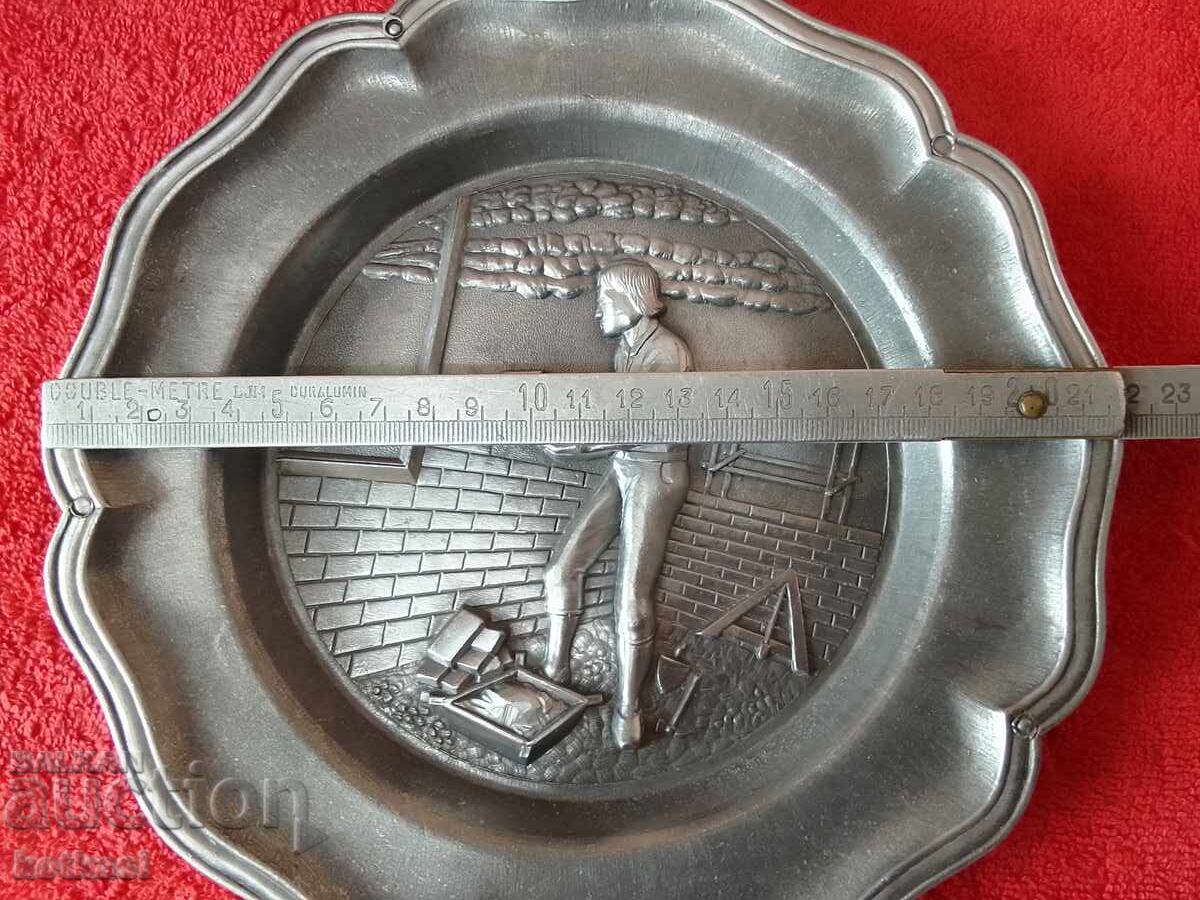 Old metal wall plate Spain Master Mason - 6