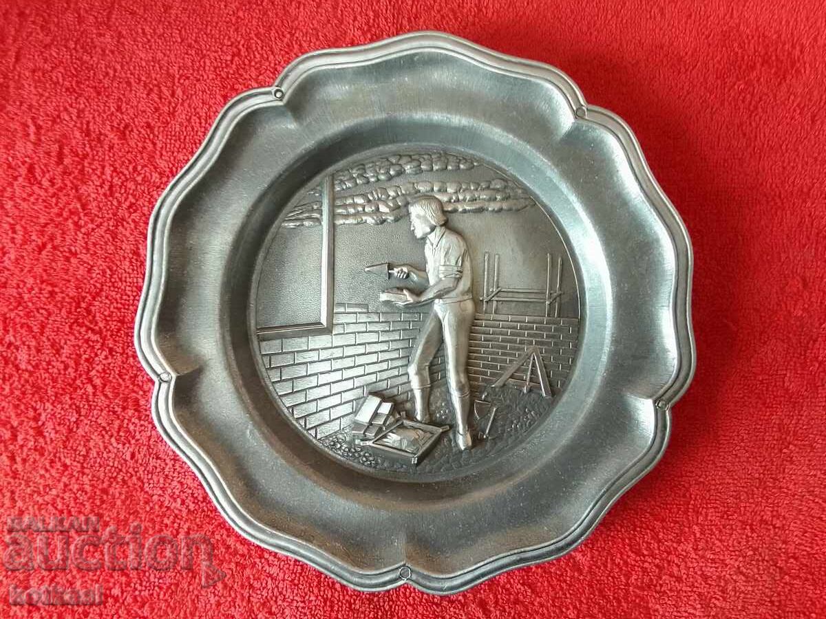 Old metal wall plate Spain Master Mason