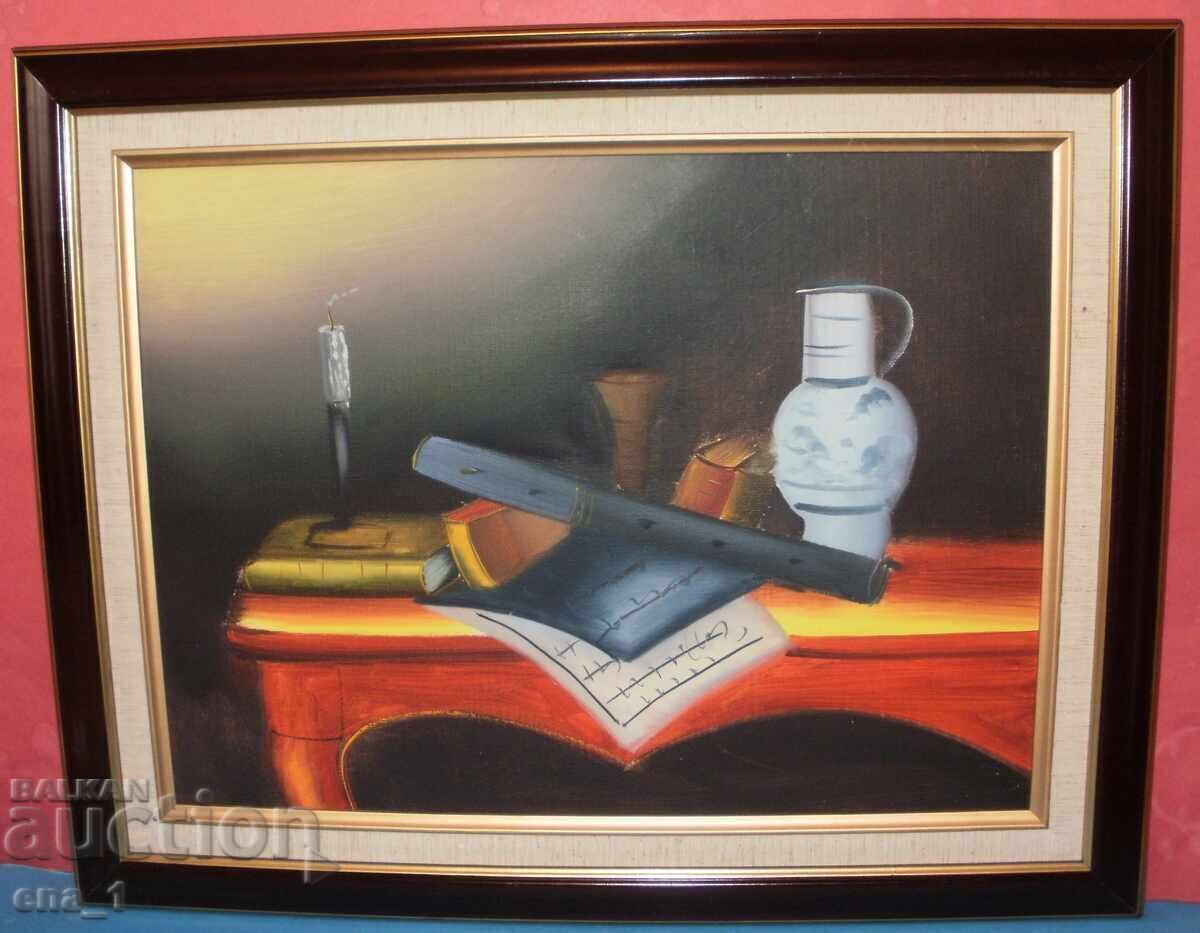 Livrarea Natură moartă superbă pictată cu vopsele acrilice în ramă Livrarea Natură moartă superbă pictată cu vopsele acrilice în ramă