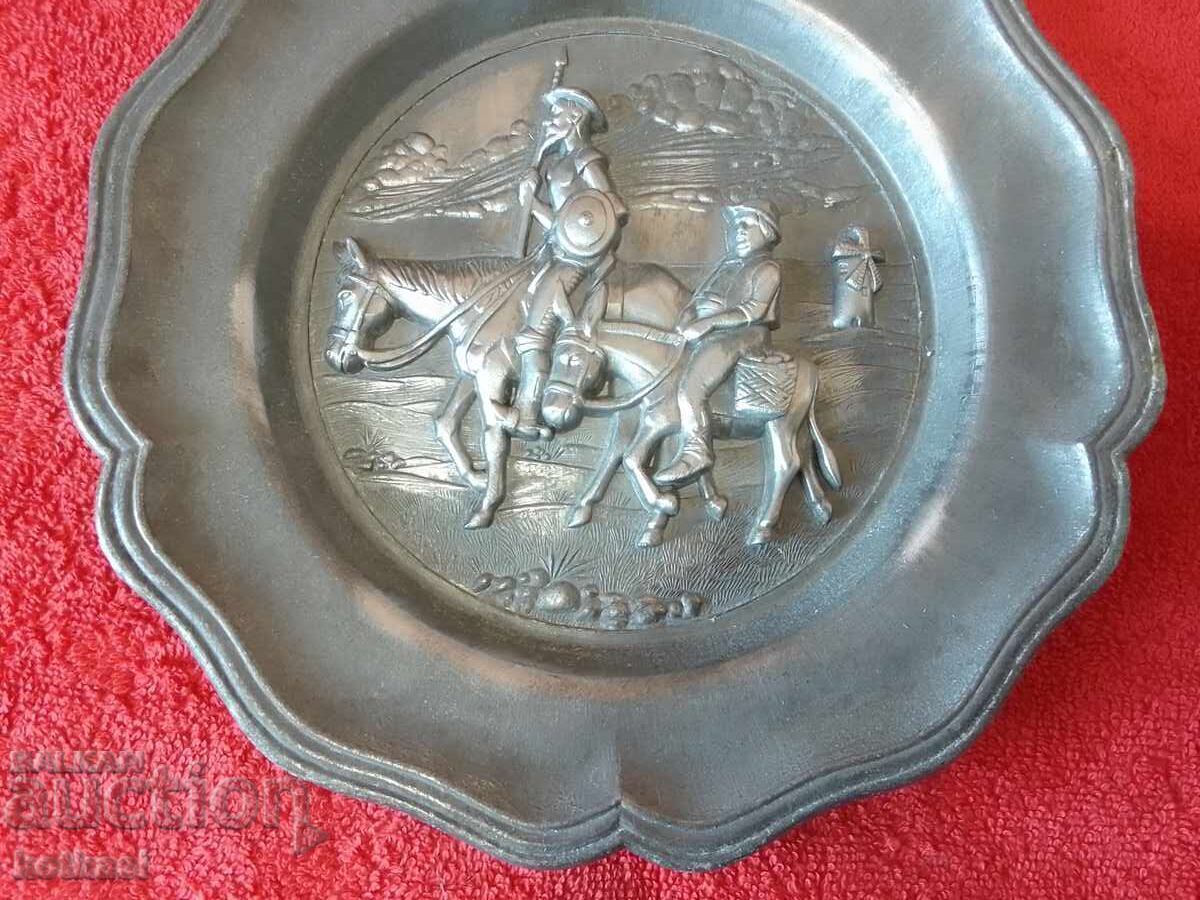 Old metal plate Knight Spain Don Quixote and Sancho Panza with price € 28.38 | 55.51 BGN Old metal plate Knight Spain Don Quixote and Sancho Panza with price € 28.38 | 55.51 BGN