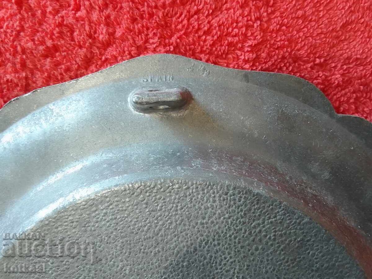 Farfurie metalică veche Cavaler Spania Don Quijote și Sancho Panza - 7